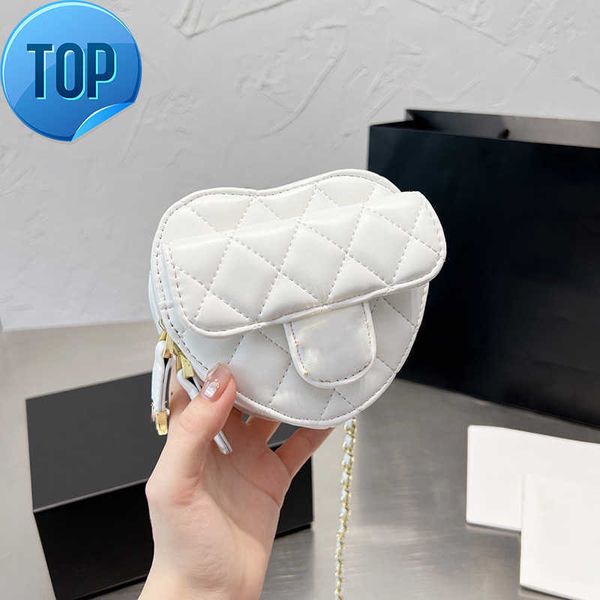 

women's brand designers shoulder bags 2023 fashion mini heart fanny pack texture gold chain strap multi-functional crossbody bag factor