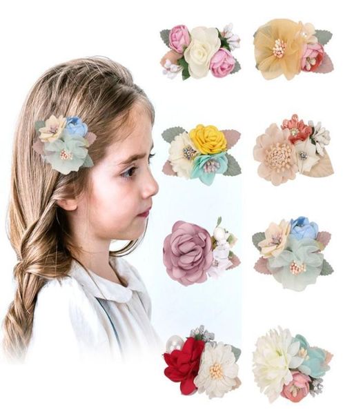 

18pcs fashion korean girls elegance hair clips cloth flowers hair pin flower corsage brooch pin wedding party hair accessories3609450, Slivery;white