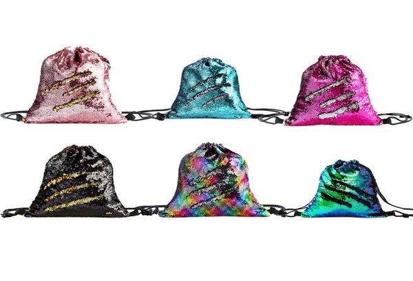 

student mini school bag back to school solid color sequins sports mermaid srawstring beam shoulder bag student travel outing bag6305966