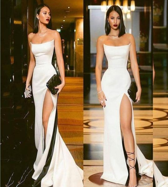 

chic strapless special occasion dress formal high split evening prom dresses sheath mermaid 2019 backless vestidos sheath par9162185, Black