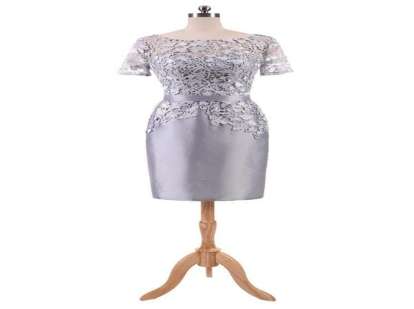 

silver gray short party dresses 2018 new lace short sleeves fashion cocktail dress real po in stock5320618, Black