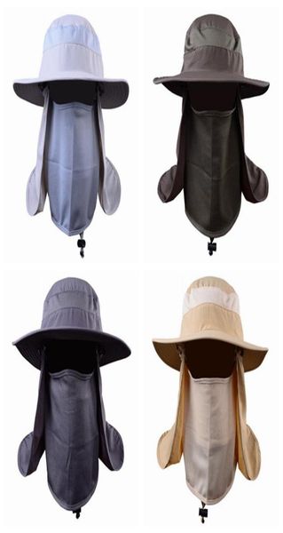 

outdoor activity cycling sun cap fishing hat wide brim sun protection hat with removable neck flap face cover zza9662917332, Black;white