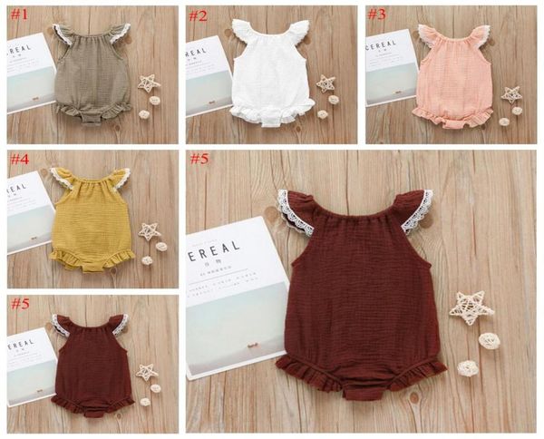 

kids clothes baby girl summer rompers ins girls lace fly sleeve romper newborn infant ruffle jumpsuits boutique kids climbing clot7315612, Blue