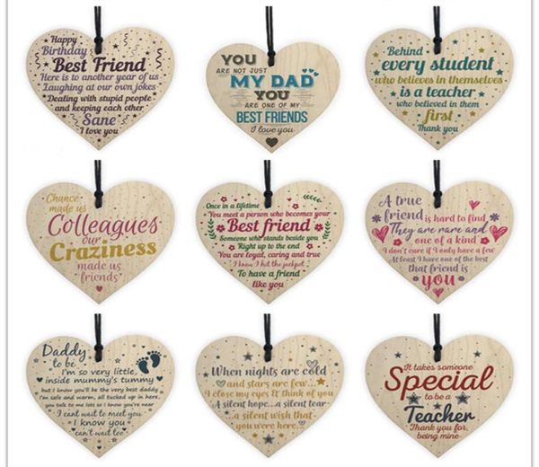 

31 styles xmas wooden love christmas chip hanging gift plaque pendant heart shape letter friendship wine bottle decor pendant tags9476670