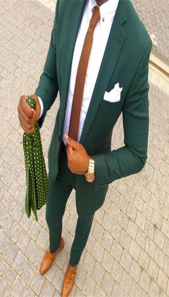 

hunter green wedding men suits two piece groom tuxedos notched lapel trim fit men prom party suit custom made groomsmen suits jack5604053, Black;gray