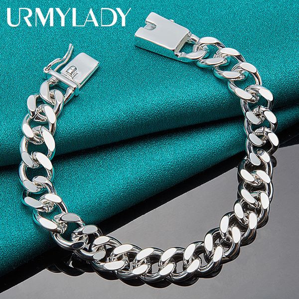 

chain urmylady 925 sterling silver 10mm sideways chain square buckle bracelet wedding engagement party for man women fashion jewelry 230701, Black