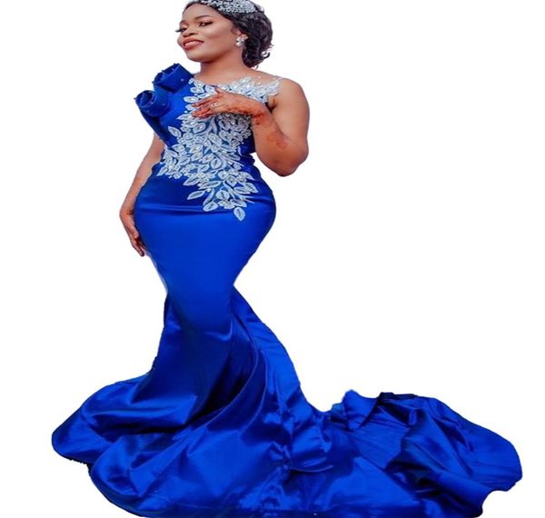 

2022 plus size arabic aso ebi royal blue mermaid prom dresses lace beaded evening formal party second reception birthday gown3805749, Black