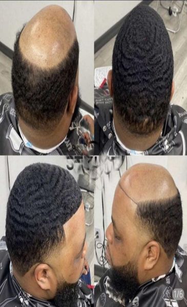 

afro wave hair toupee 6mm 8mm 10mm wave afro hair unit mono lace with pu toupee indian human hair replacement for african american9207836, Black