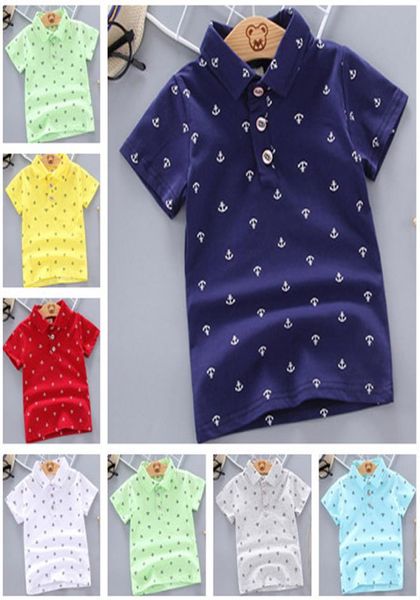 

summer polo shirt baby boys girl short sleeved lapel clothes kids cotton print breathable childrens clothing 12m5y3365395, Blue