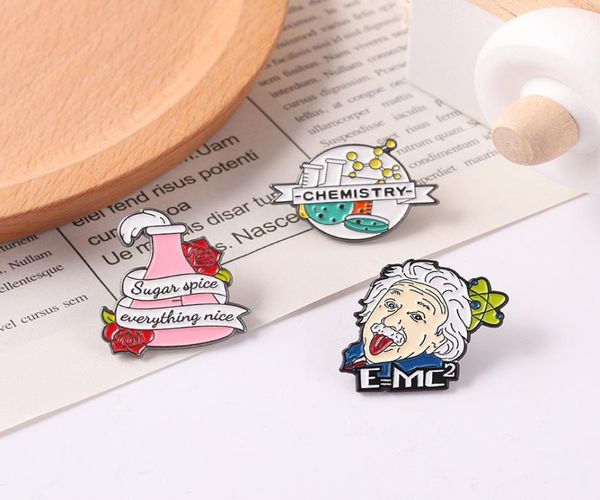 

chemistry enamel brooches pin for women fashion dress coat shirt demin metal funny brooch pins badges promotion gift 2021 new desi7672709, Blue