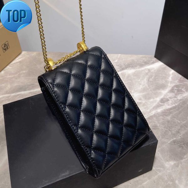 

women's brand designers shoulder bags fashion mini flip phone solid leather hardware gold chain crossbody factory direct sales