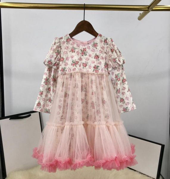 

autumn kids girls long sleeve dresses tutu baby girl lace flower print velour dress fashion children party tutu9545363, Red;yellow