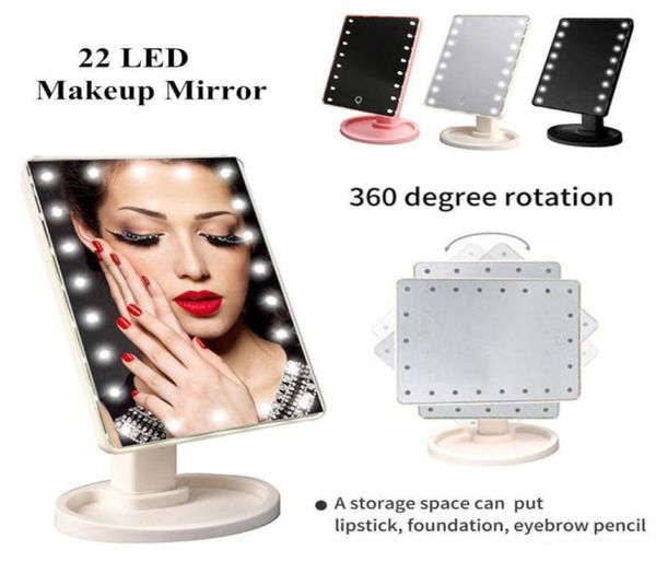 

22 led usb lights table vanity makeup mirror touch screen tablebeauty mirror with touch control switch for home use3320818