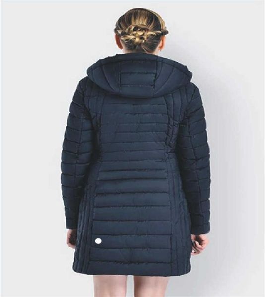 

womens yoga cotton down hooded jacket outfit solid color puffer coat sports long style winter outwear keep warm4590126