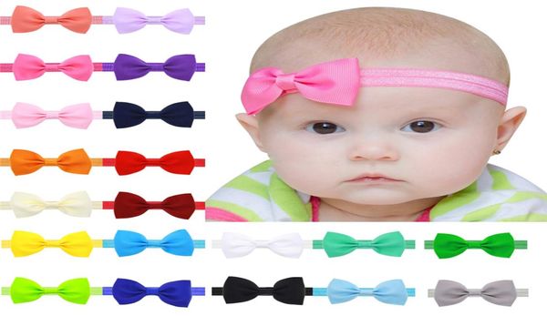 

newborn baby headbands bows girls grosgrain ribbon elastic head bands kids bowknot headbands children hair accessories 40 solid co4572943, Slivery;white