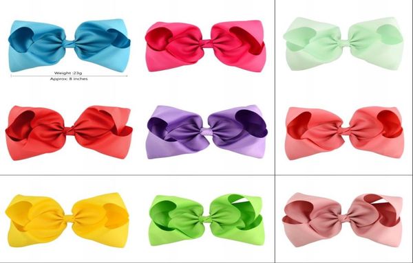 

20pcs 8 inch large kids hairbows hair clips girl grosgrain ribbon bow hairpins headdress beautiful huilin c85 323 u22851591, Slivery;white