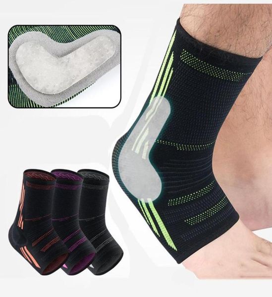 

ankle support 1 pcs silicone padded sleeves supports soccer football running knitted compression foot anti sprain silica gel pad8956887, Blue;black