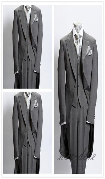 

wedding tuxedos dim gray trim 3pcs men039s suits with tail coat slim fit british plaid custom tuxedos jacket pants vest1787772, Black;gray