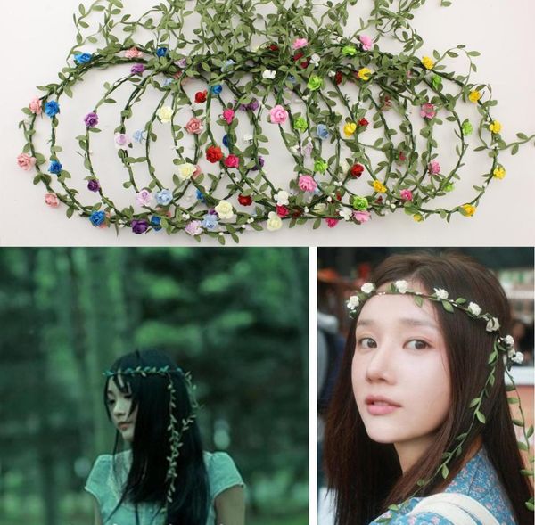

16 styles wedding bridal girl head flower crown rattan garland hawaii flower head wreath women bohemian headbands4584060, Slivery;white