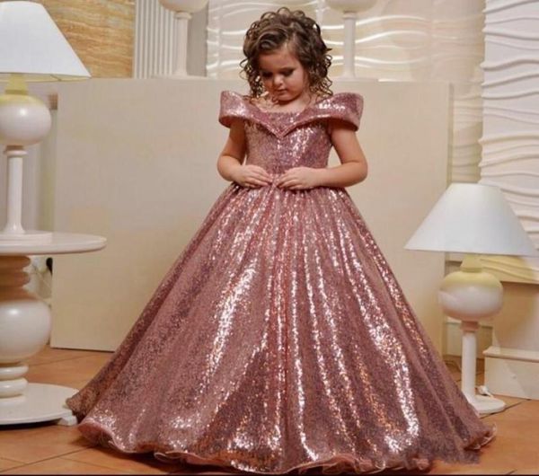

rose gold sequins flower girls dresses for wedding off the shoulder cap sleeves first communion dress custom made girls pageant go9087448, White;blue
