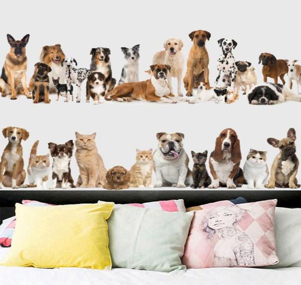 

retail 6090cm cartoon animal home decor wall stickers cat dog skirting wall sticker bedroom background decoration waterproof stic6991476
