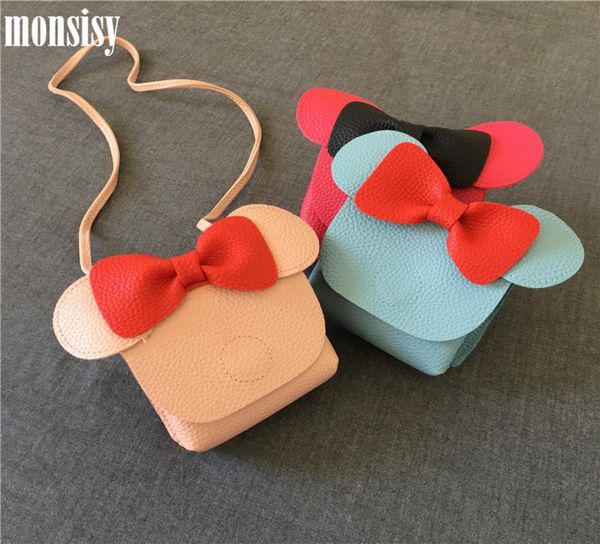 

monsisy girl coin purse children wallet kid small change purse money bag toddler coin box pouch mouse head bow baby mini handbag6576103, White