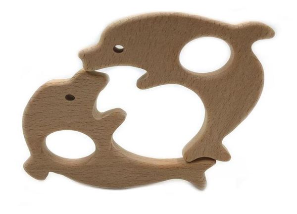

baby teether food grade pacifier animal dolphin shape wooden teething nursing chew necklace baby shower toys2604592