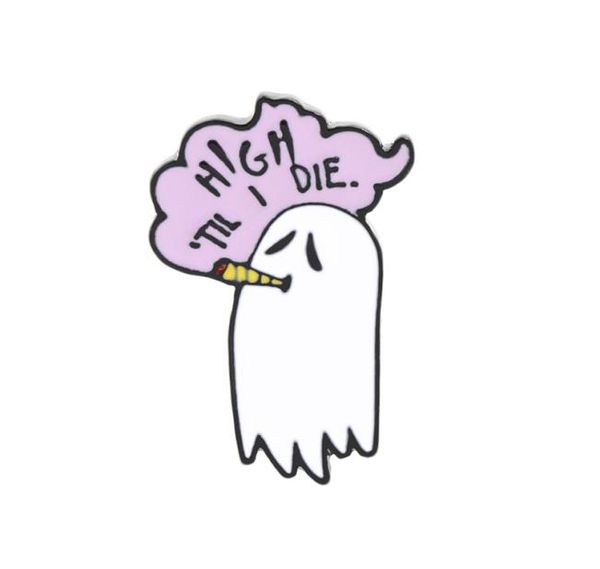 

cute smoking boo ghost enamel pin brooch cartoon women men denim jackets lapel pins backpack badges kids fashion halloween jewelry5594033, Blue