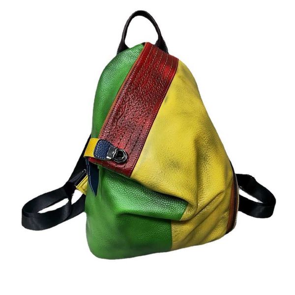 

backpack style leather backpack with hand painted cowhide style layer cowhide large capacity personalized trend 230619