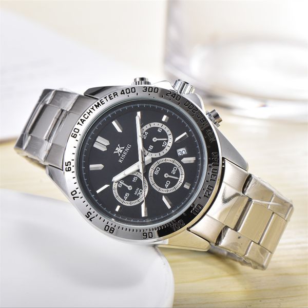 

seixx business mens watch stainless steel chronograph waterproof quartz multifunctional automatic designer movement watches watchwrist montr, Slivery;black