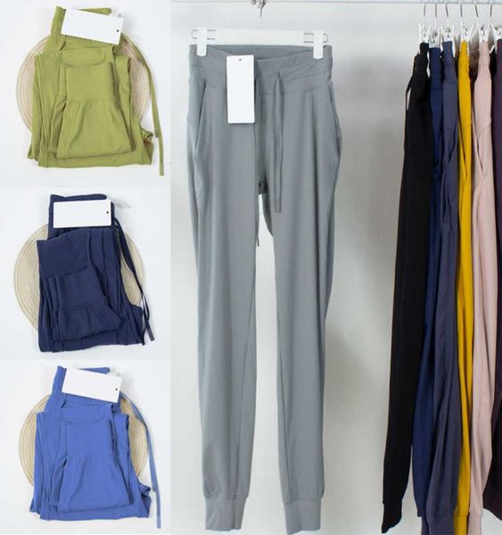 

2022 yoga outfit elastic high waist sport running jogging trousers jogger sweatpants loose1816247