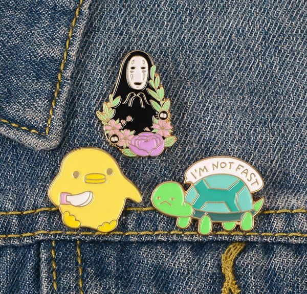 

cartoon animal enamel pins brooches for women small yellow chicken holding knife badge lapel pin clothes backpack jewelry gift for4656466, Blue