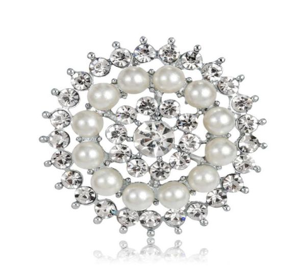 

crystal star brooch pins pearl rhinestone fashion brooches wedding party jewelry for men and women1509141, White