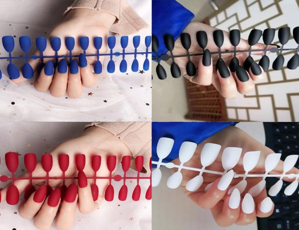 

tamax na074 24pcs matte false nails matte colored dull fake nail tips for nail extension manicure nail art accessory kit4968775, Red;gold