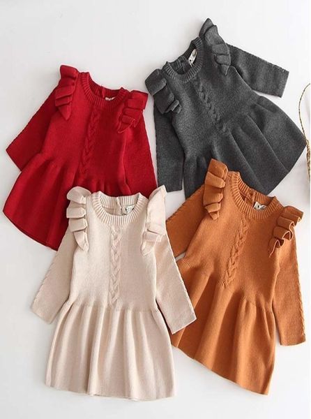 

winter autumn girl dress children clothes kids dresses for girls party dress long sleeve knitted sweater toddler girl dress 2010299634623, Red;yellow