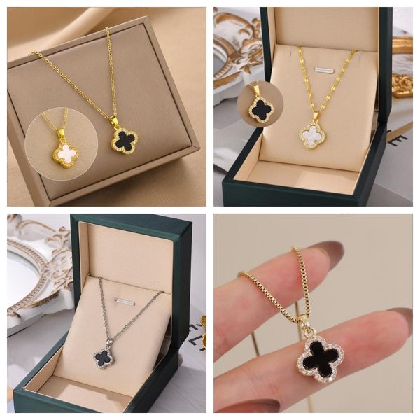 

18k gold plated necklaces luxury designer two-sided four-leaf necklace fashional pendant necklace chirstmas wedding party jewelry gift no bo, Silver