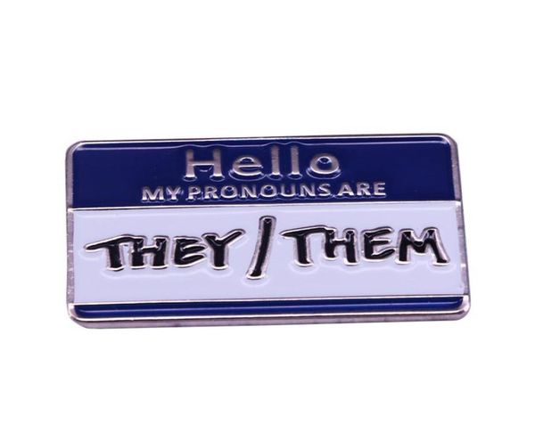 

hello my pronouns are theythem brooch pins enamel metal badges lapel pin brooches jackets jeans fashion jewelry accessories6318280, Blue
