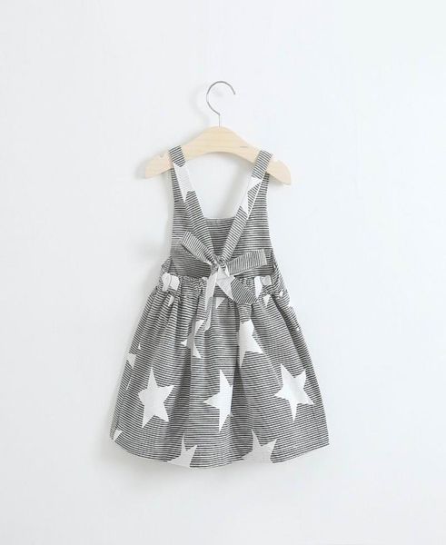 

retail summer new girl dress star moon sun cloud print black white stripe backless beach dress children clothing 27y 30656718656, Red;yellow