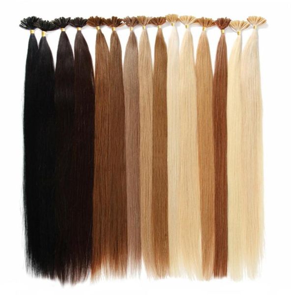 

grade u tip remy human hair extensions brazilian prebonded hair extensions 50strandslot 1426inch whole factory 9436705, Black