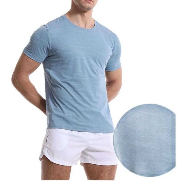 

lulu designer short sleeves summer leisure running training clothes fiess men's t-shirt quick dry breathable loose sleeve high elastic, White;black