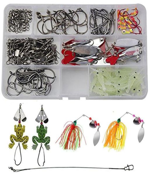 

fishing lure hook combo box fishing accessories kit saltwater lures hooks swivel terminal tackle box 169pcslot5811786