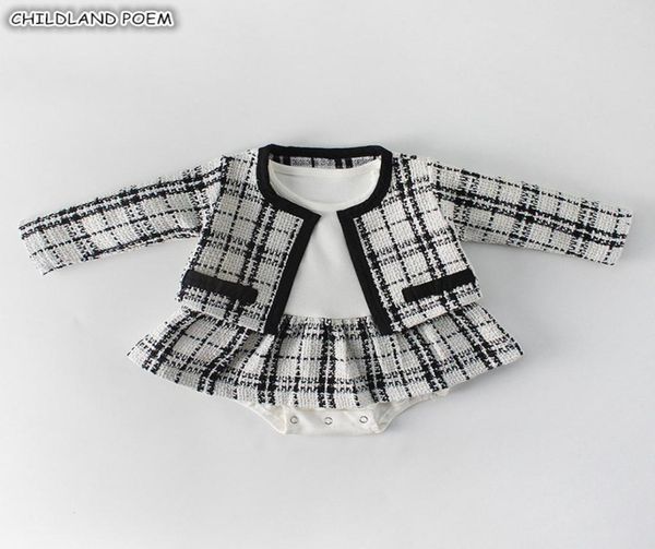 

newborn baby girl clothes autumn spring 2019 baby rompers for girls plaid princess christmas baby clothes set romper jacket 2pc y3595344, White