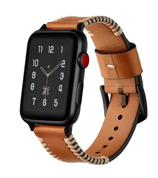 

fashion punk luxury cowhide leather watchband for apple watch band 42mm 38mm iwatch strap 1 2 3 bands bracelet genuine leather3764388, Black;brown