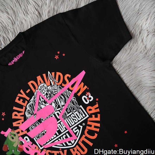 

men's t-shirts foam print young thug sp5der 555555 tshirt spider web pattern red t shirts j230208 kh7j, White;black