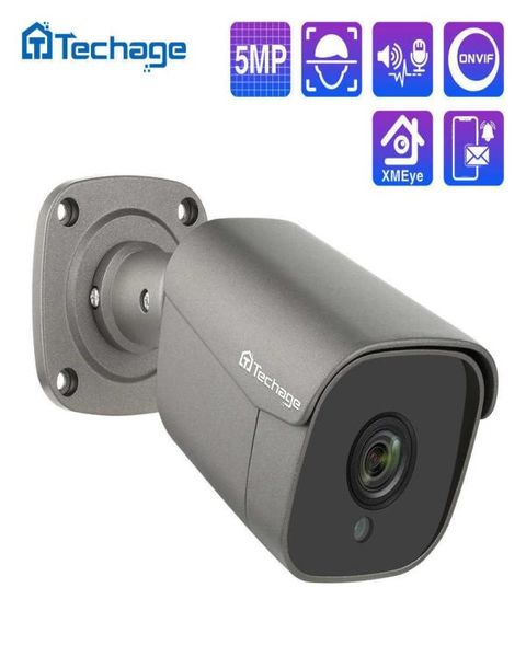 

techage h265 5mp full hd security poe ip camera two way audio ai camera ircut outdoor video surveillance for nvr system h09018912442