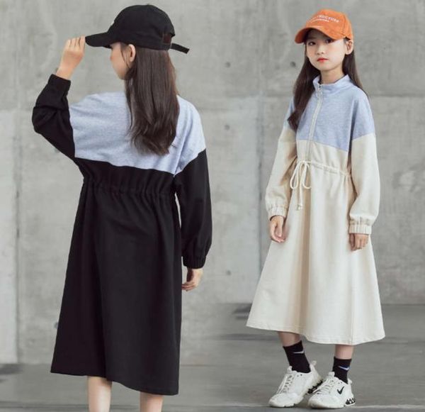 

dresses physical shootingmedium girls039 autumn winter and large children039s color contrast small stand collar waist drs lo9552102, Red;yellow