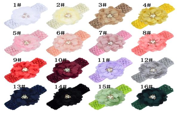 

children039s hairband fabric pearl flower core flowers and hollow elastic headband princess baby headdress3362622, Slivery;white