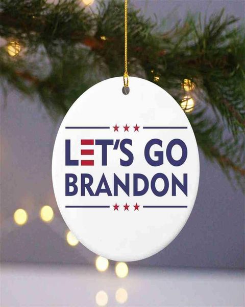 

let039s go brandon wooden circle card christmas tree ornament home indoor room pendant xmas tree gift boxes parcel hangtag tag 8053998