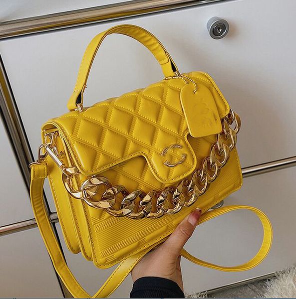 

designer brands new small square bag women's bag net fahion korean version chain bag letter messenger shoulder wallet round bag yellow, Black;red