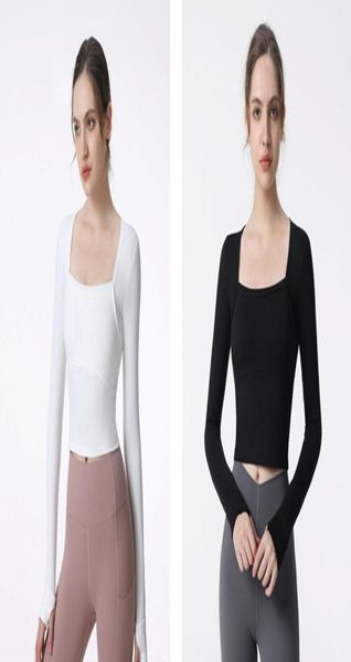 

2022 al yoga women039s breathable fast drying exercise yoga suit long sleeve slim outdoor fitness tshirt5760304